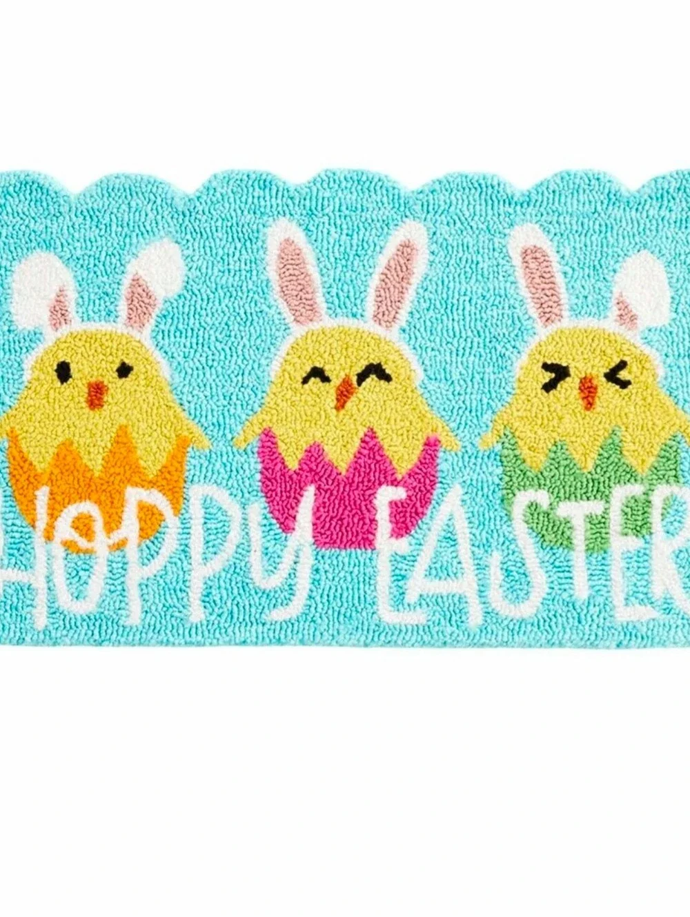 New Hoppy Easter Chicks Hook Accent Rug, 18x30, Home decor, blue, pink, yellow